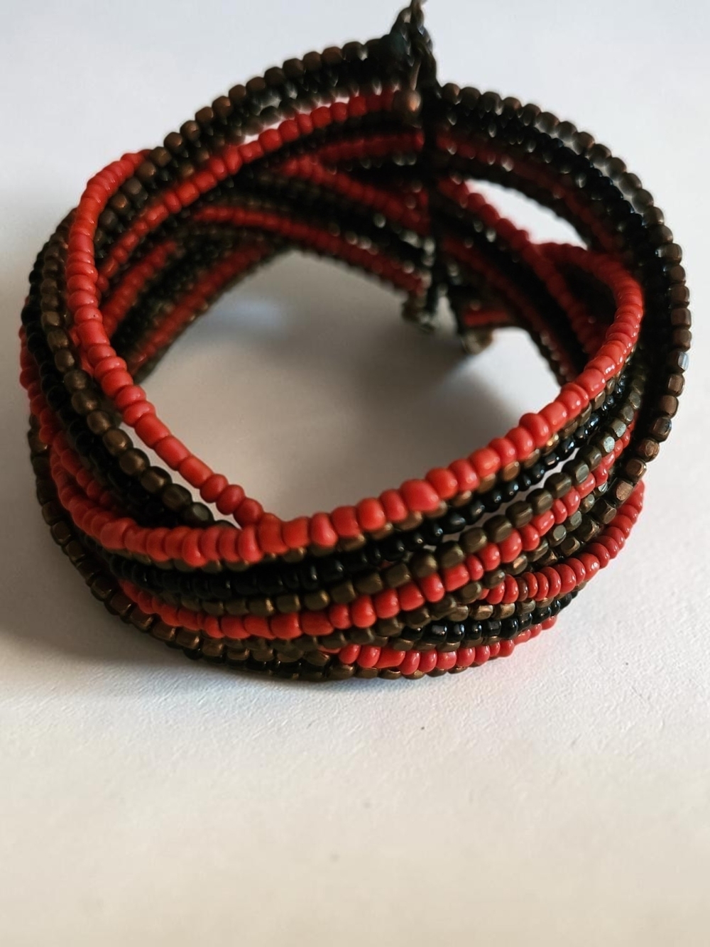 Seed Bead EUC Wrap Bracelet in Black And Red